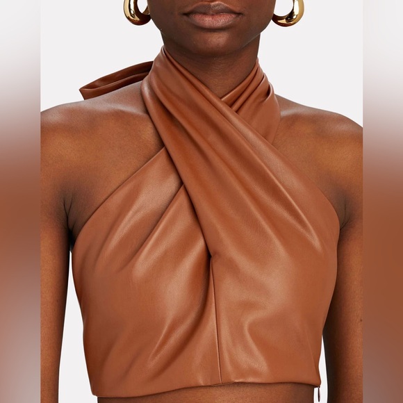 STAUD

Whiskey Vegan Leather Kai Halter Neck Top NWT 6 - Picture 4 of 7